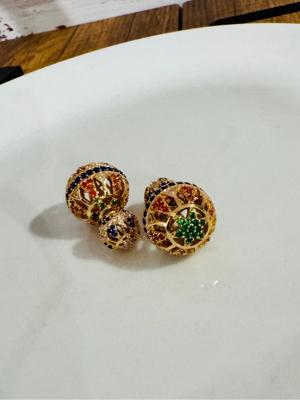 Gold-Tone Multi-Color Crystal Sphere Earrings